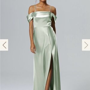 (NWT) AW Laurinda Convertible Dress Sage Green Crystal Satin